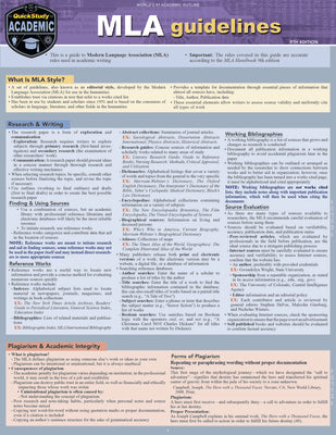 MLA Guidelines - 9th Edition: A Quickstudy Laminated Style Reference Guide