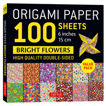 Origami Paper 100 Sheets Bright Flowers 6 (15 CM): Tuttle Origami Paper: Double-Sided Origami Sheets Printed with 12 Different Patterns (Instructions