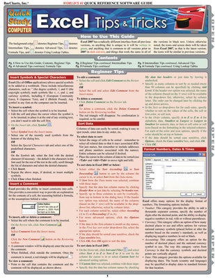 Excel Tips & Tricks: Quickstudy Laminated Reference Guide (Quickstudy Computer)