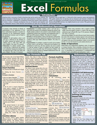 Excel Formulas: Quickstudy Laminated Study Guide (Quickstudy Computer)