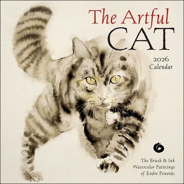 The Artful Cat 2026 Wall Calendar: Brush & Ink Watercolor Paintings