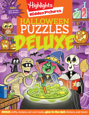 Halloween Puzzles Deluxe: Jumbo Halloween Gift for Kids with Seek and Find Puzzles, Over 600 Hidden Objects, 135 Glow-In-The-Dark Stickers, Recipes an