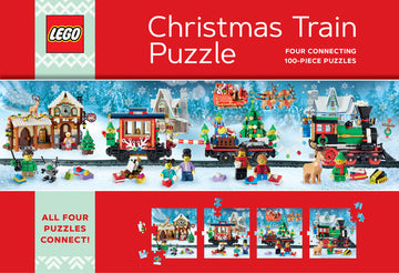 Lego Christmas Train Puzzle: Four Connecting 100-Piece Puzzles