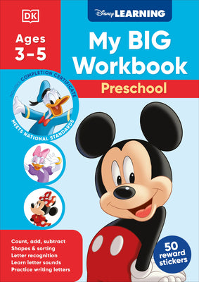 Disney Learning Big Workbook Preschool: Math & English Workbook for Kids Aged 3-5, Curriculum-Based